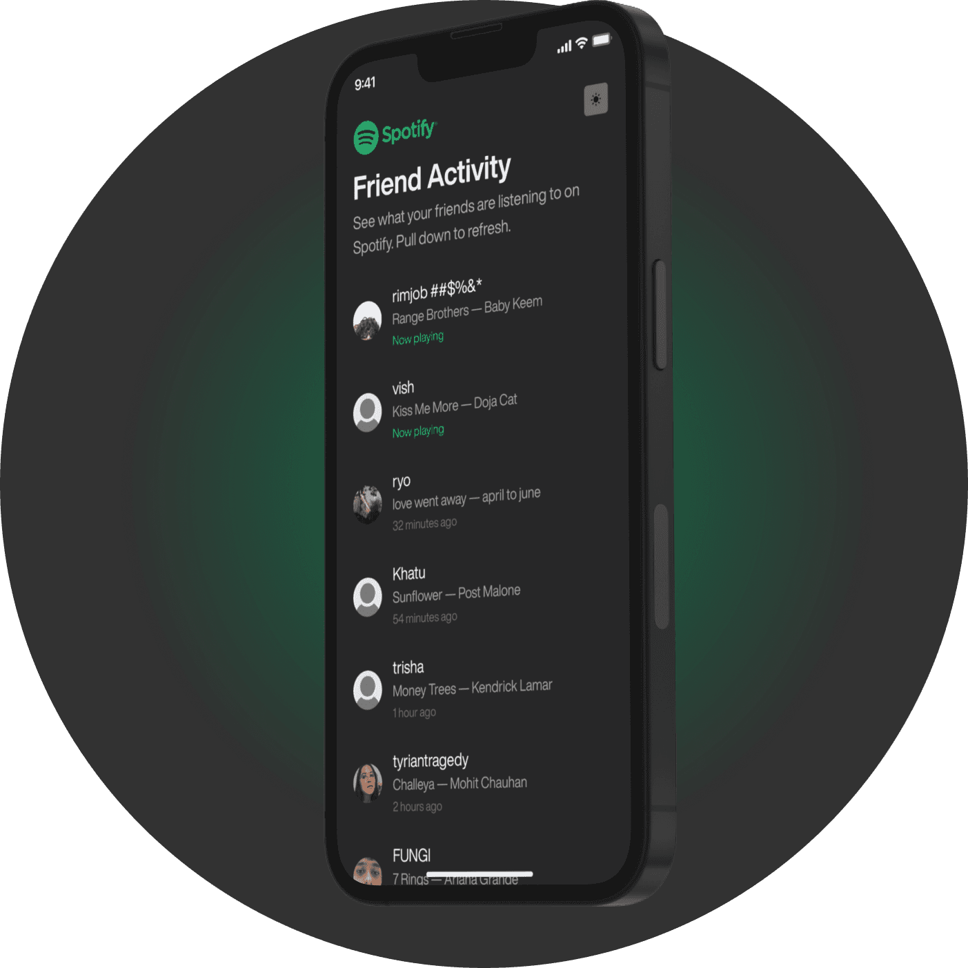 Spotivity in Dark Mode